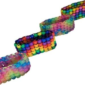Kandi Kids half diamond back rainbow glow cuff bracelet